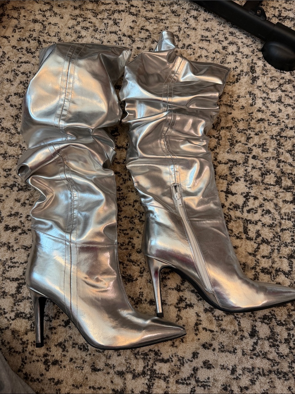 Jeffrey Campbell Silver Metallic Over-the-Knee Stiletto Boots
